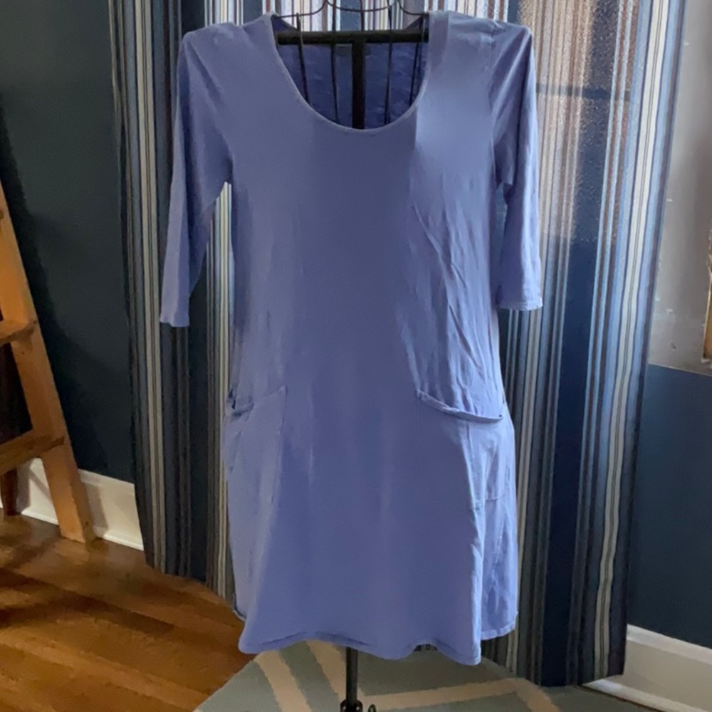 Fresh Produce Blue Sheath Dress 3/4 Sleeve Scoop Neck